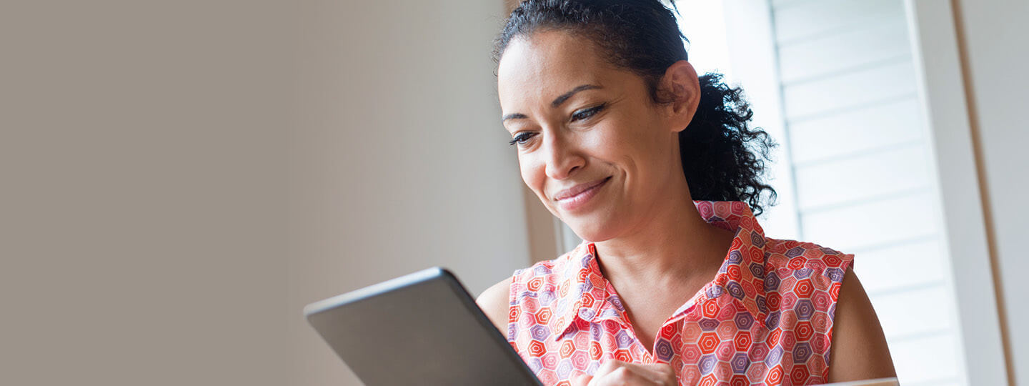 Woman looking at iPad